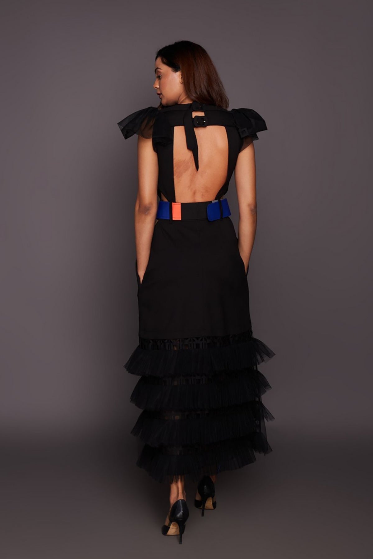 Black backless dress