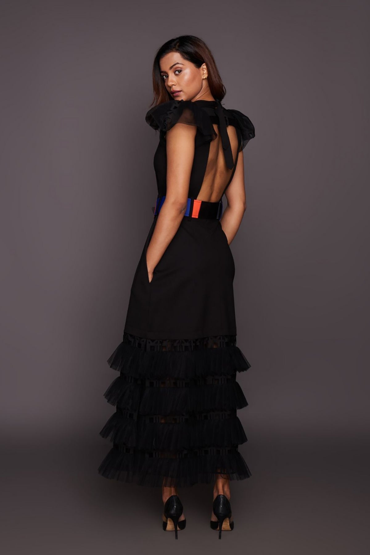 Black backless dress