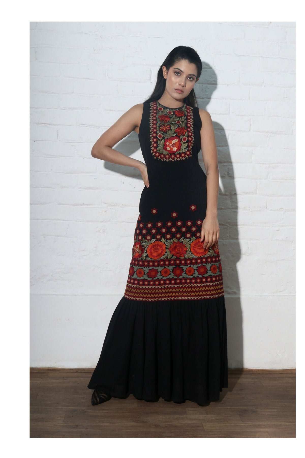 Black kala cotton maxi dress