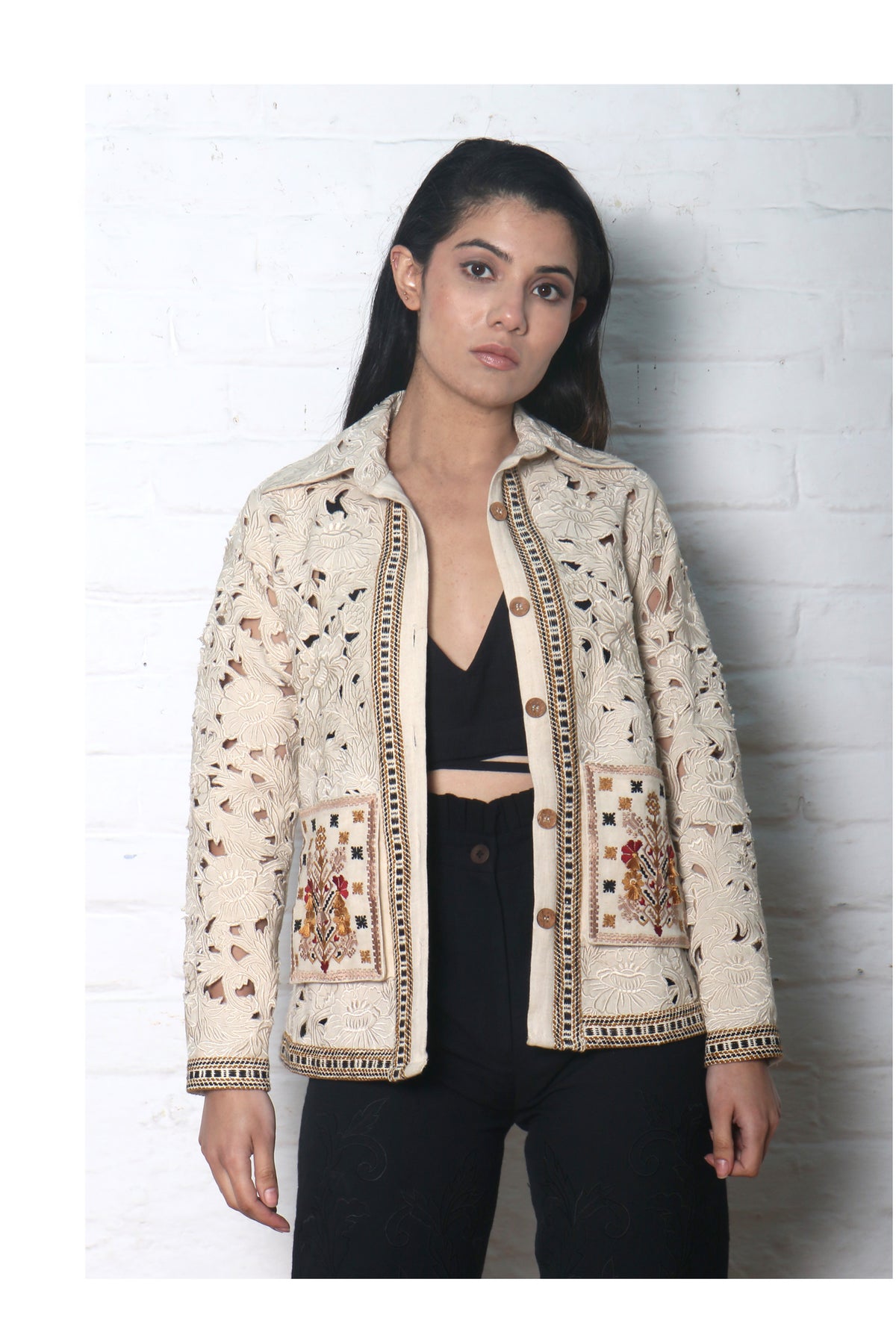 Ivory cutwork jacket