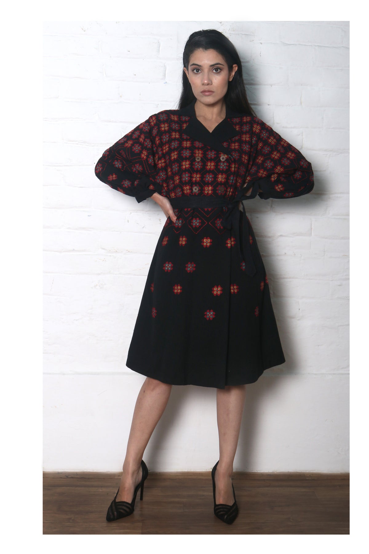 Black kala cotton trenchcoat
