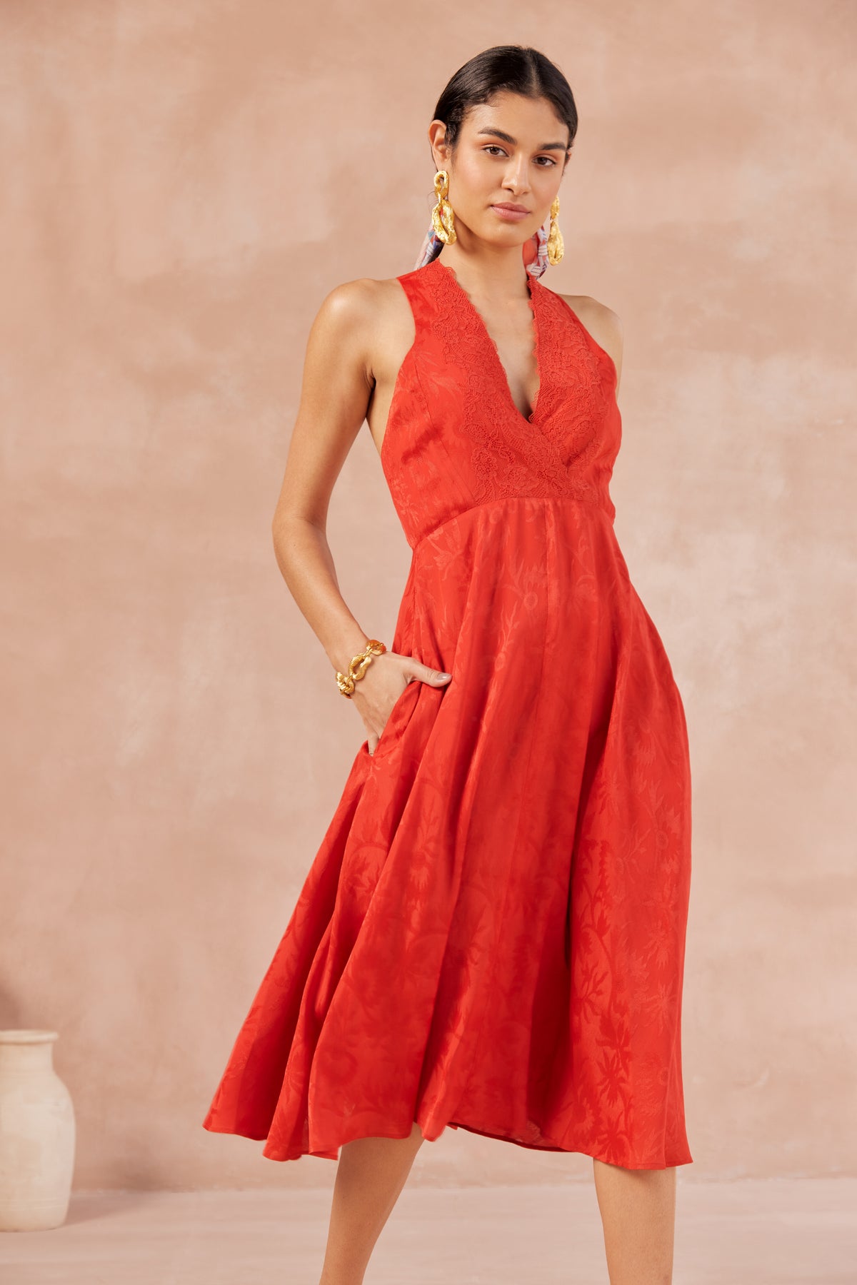 Faith Red Midi Dress