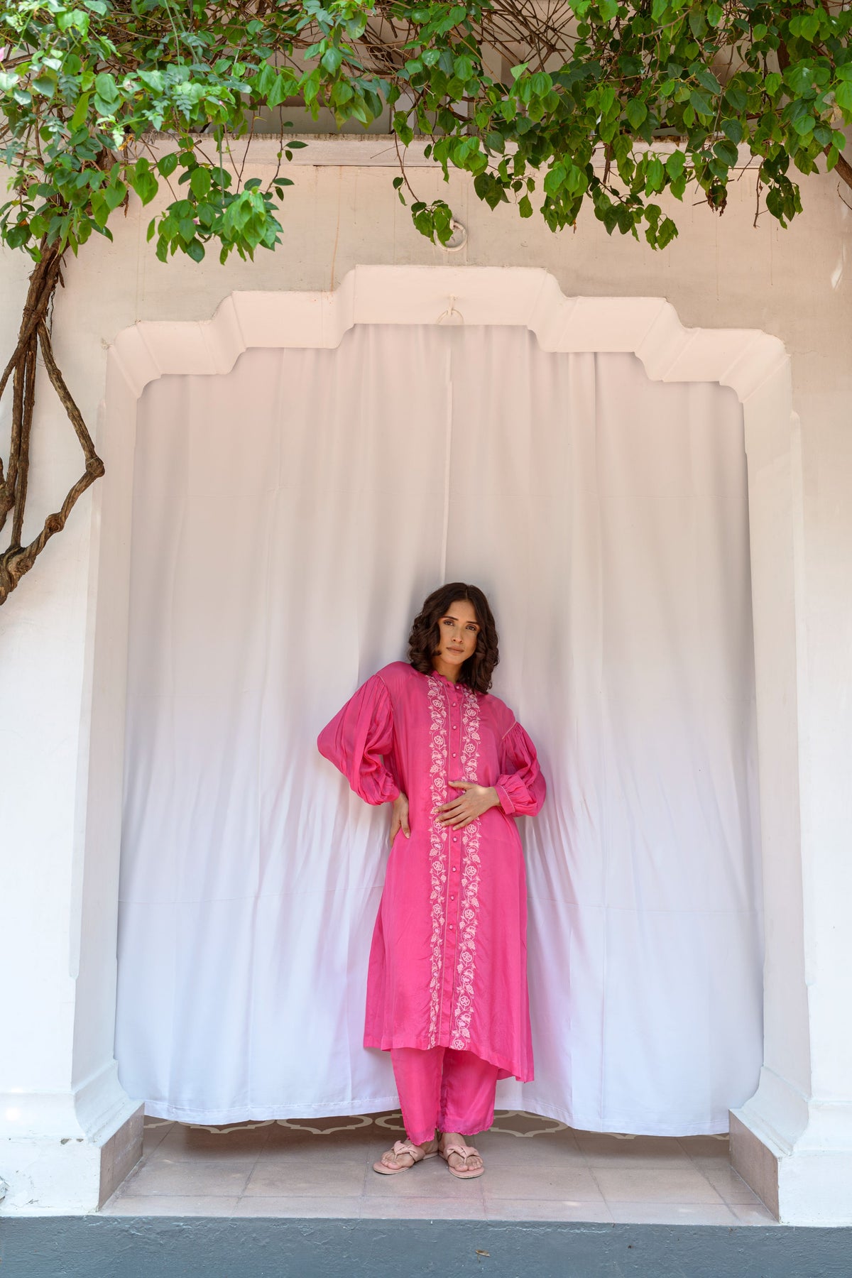 Button Down Embroiderd Tunic