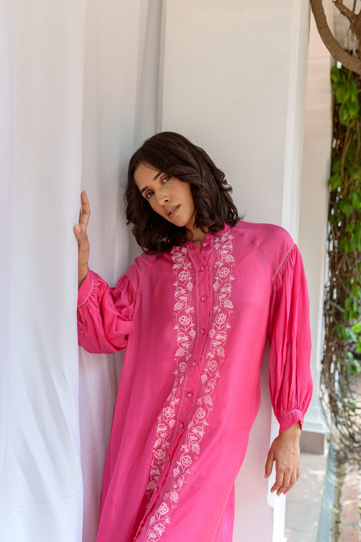 Button Down Embroiderd Tunic