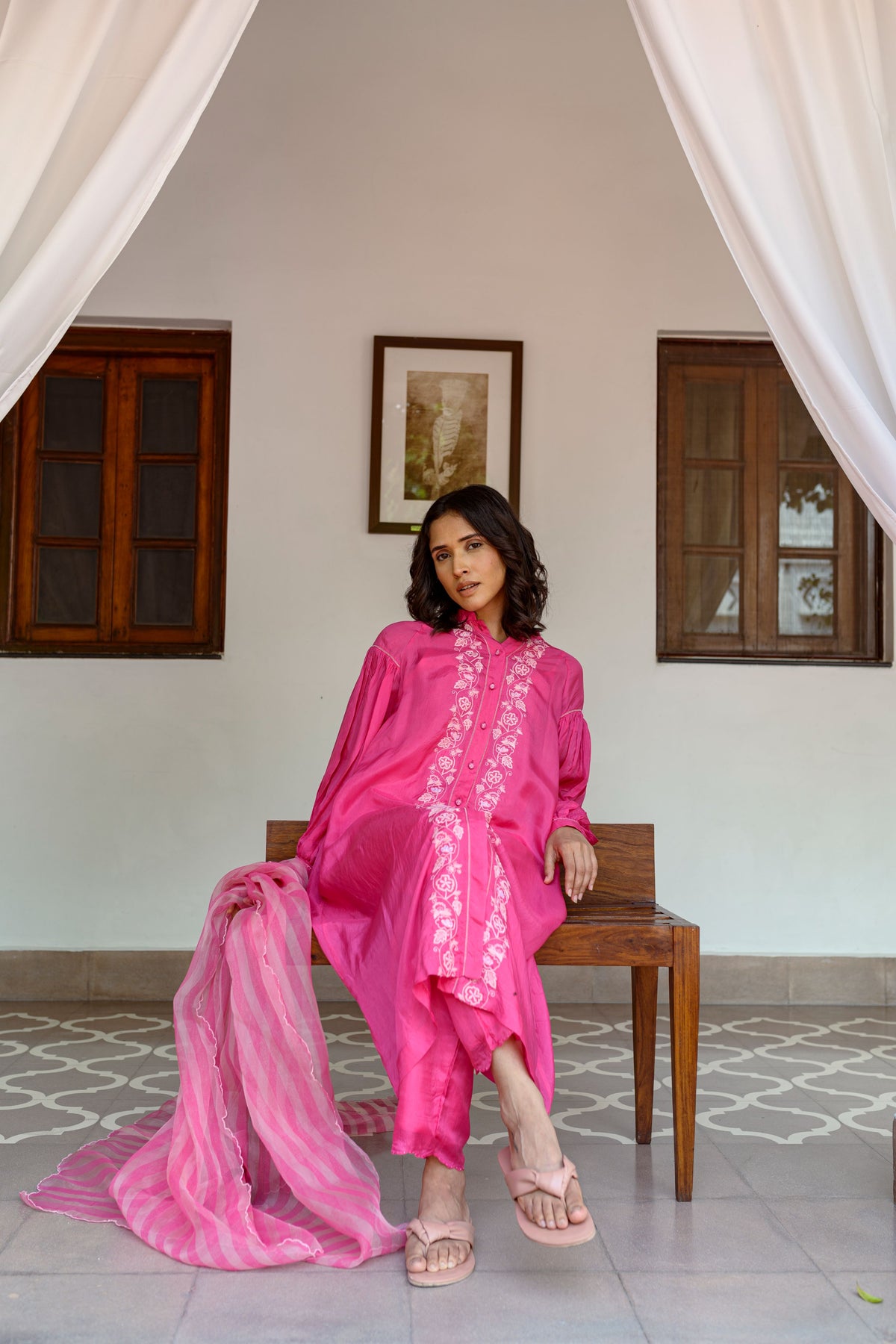 Button Down Embroiderd Tunic