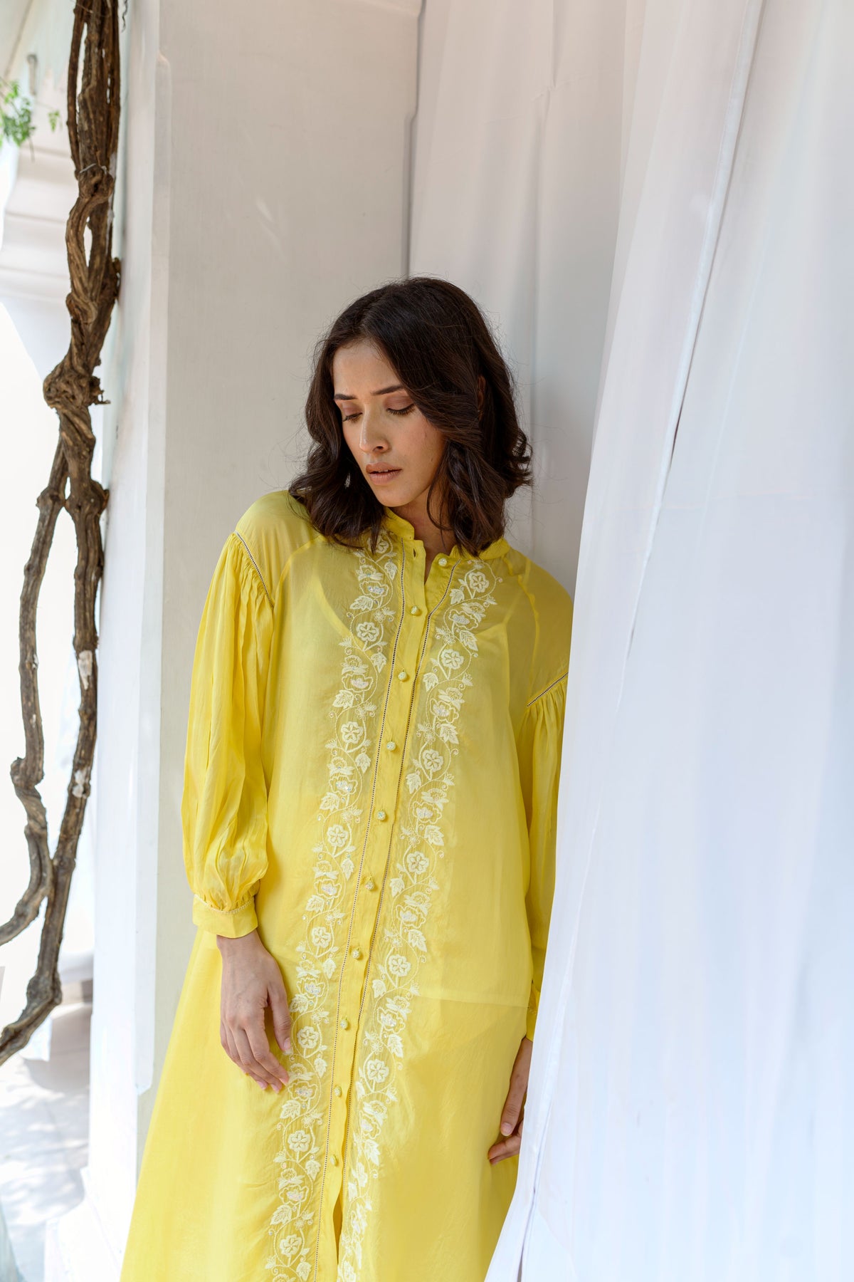 Button Down Embroiderd Tunic