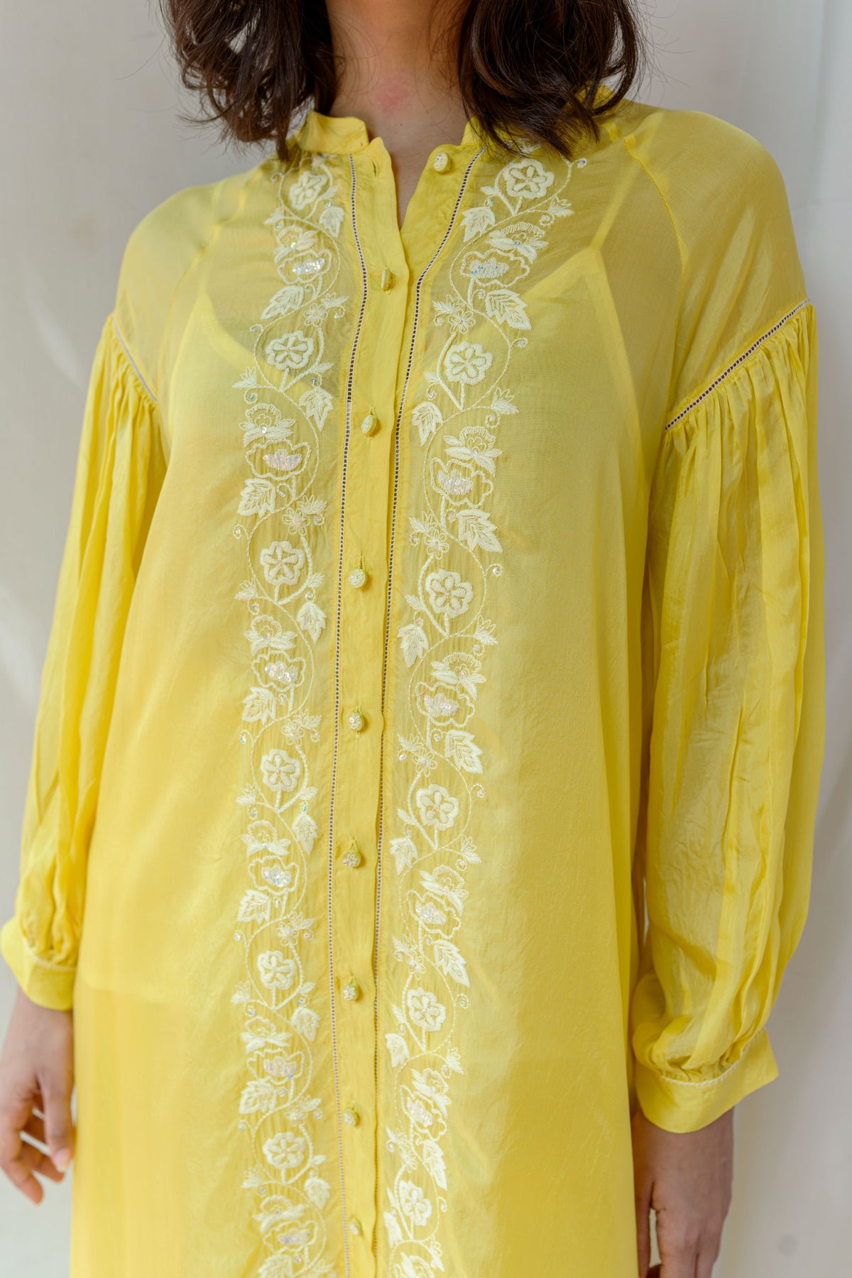 Button Down Embroiderd Tunic