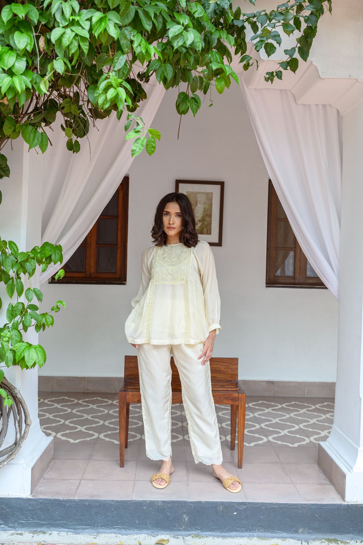 Top With Hand Embroidered Yoke