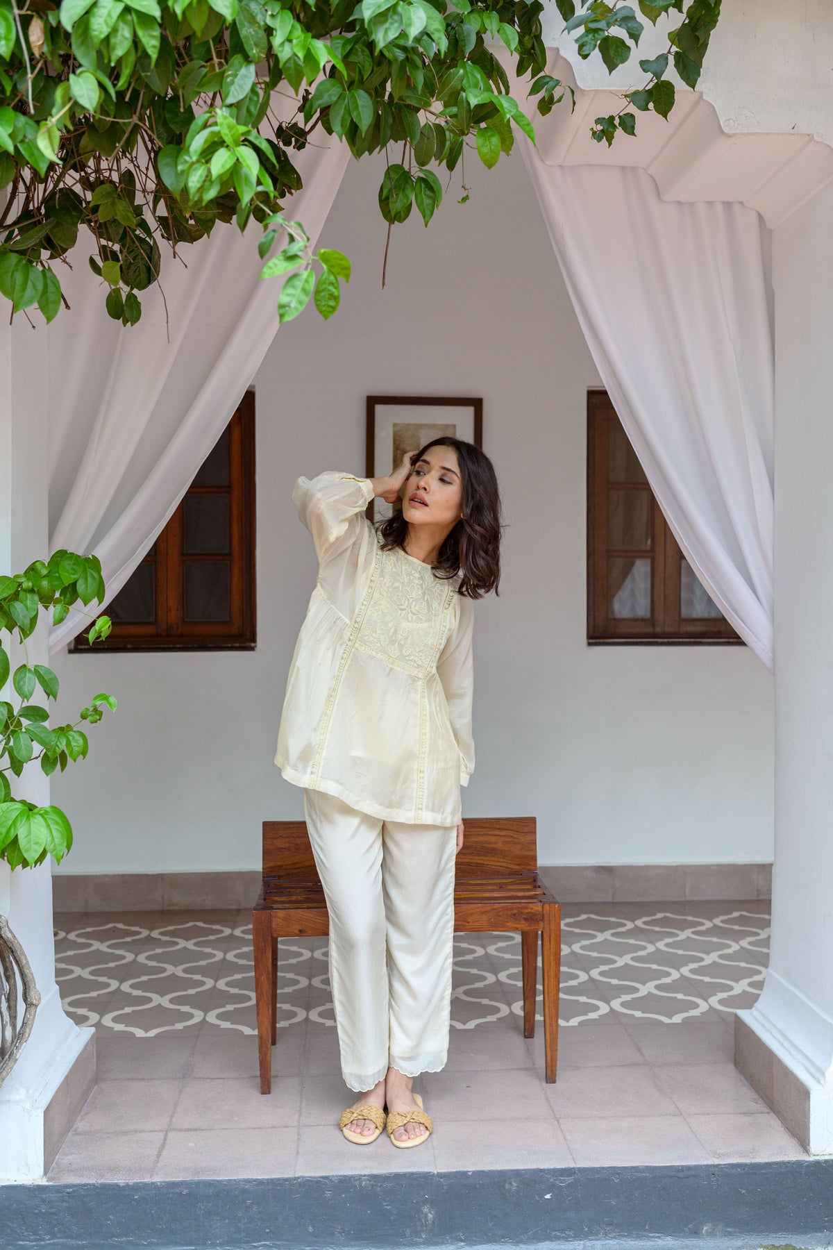 Top With Hand Embroidered Yoke