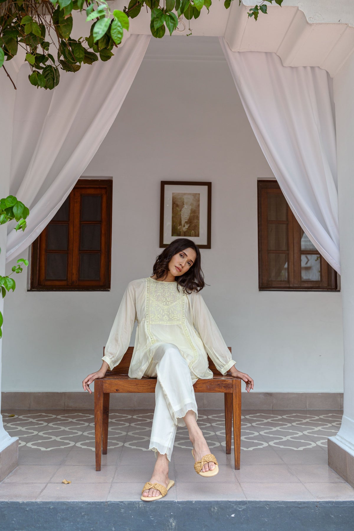 Top With Hand Embroidered Yoke