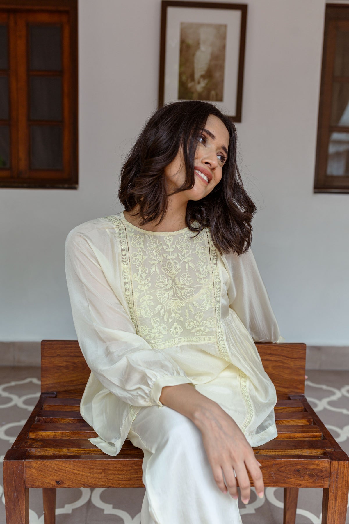 Top With Hand Embroidered Yoke