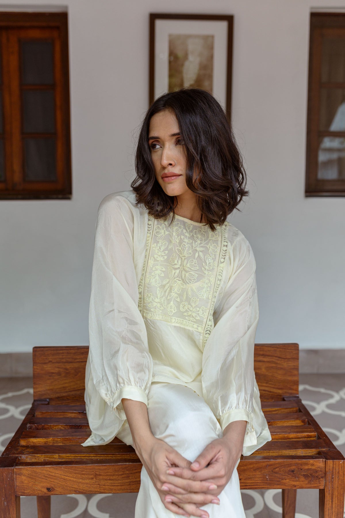 Top With Hand Embroidered Yoke