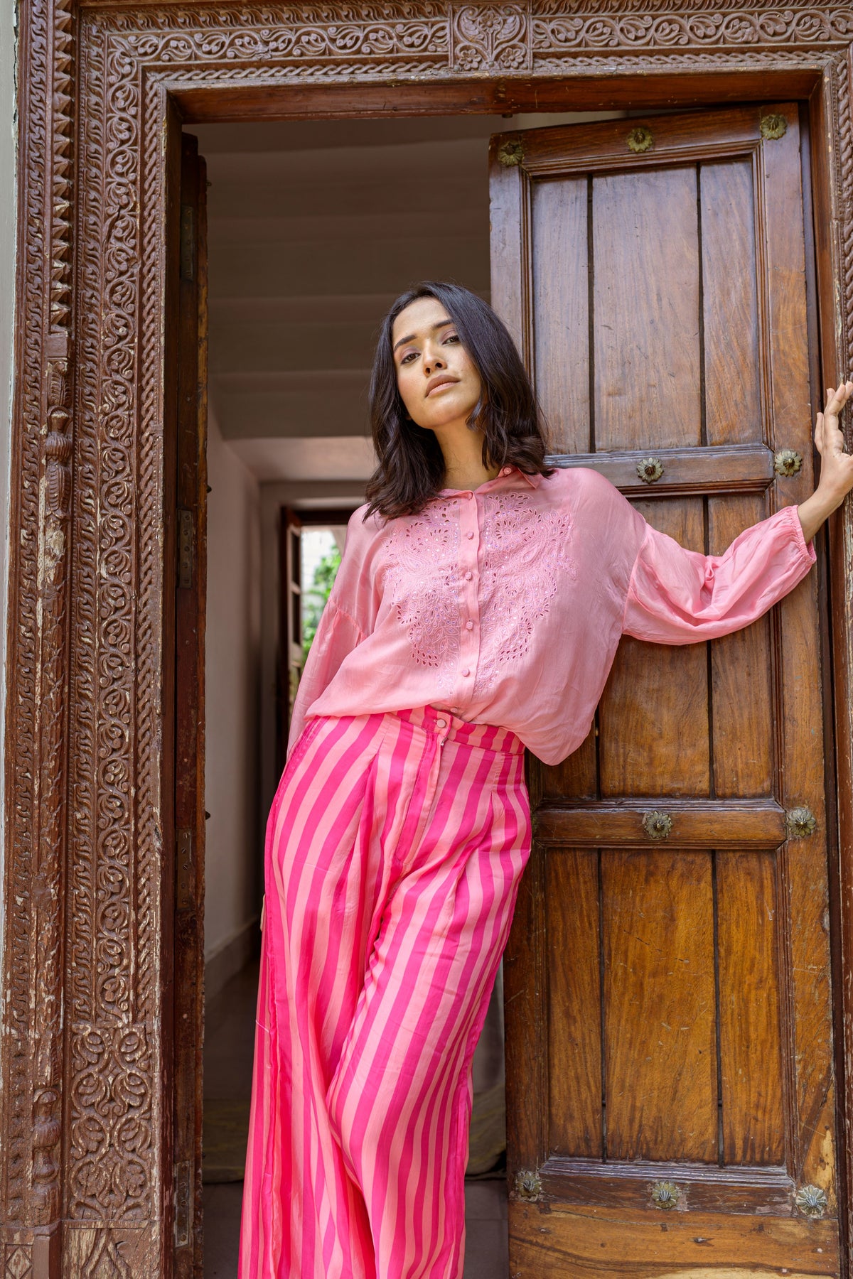 Drop Shoulder Embroidered Shirt
