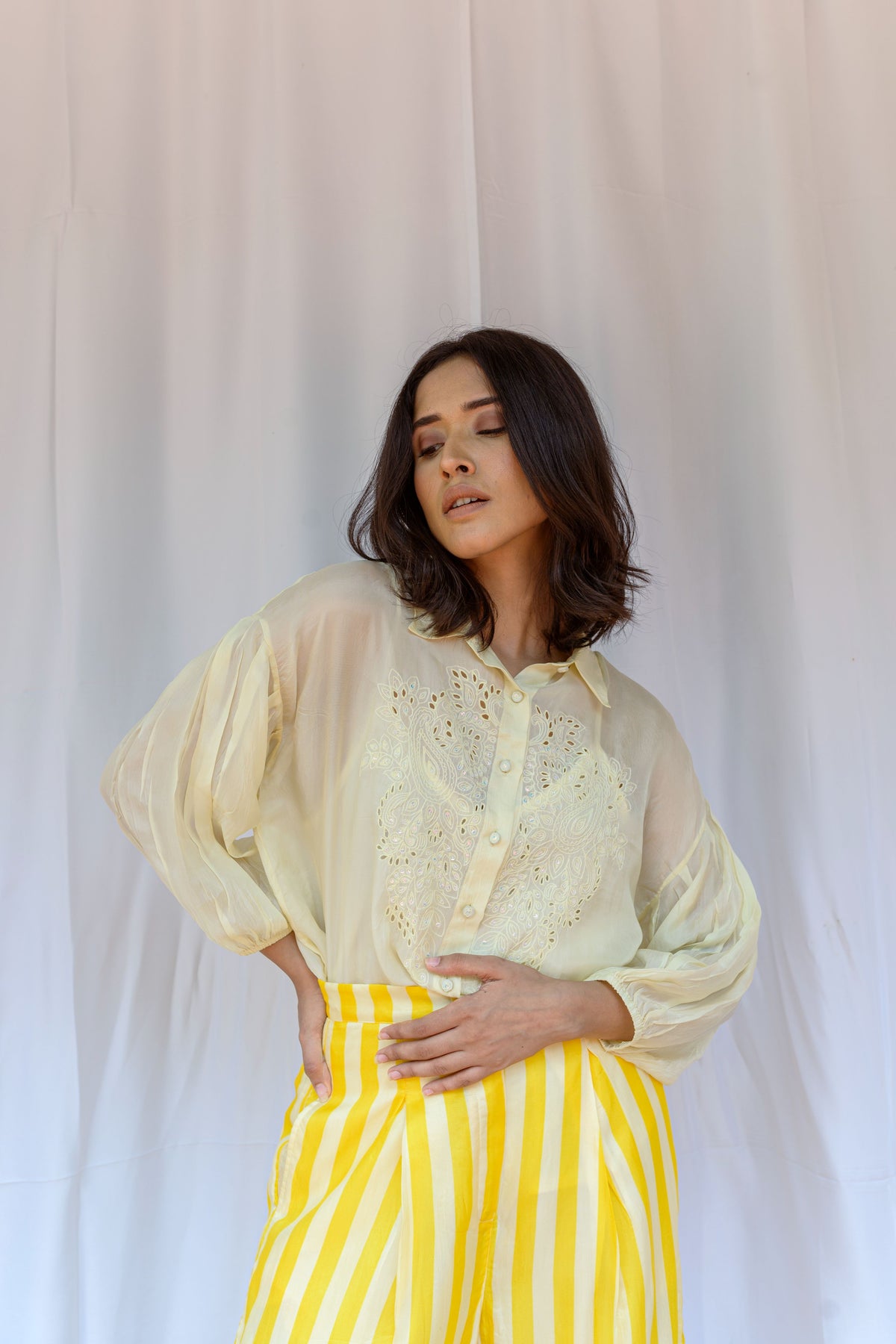 Drop Shoulder Embroidered Shirt