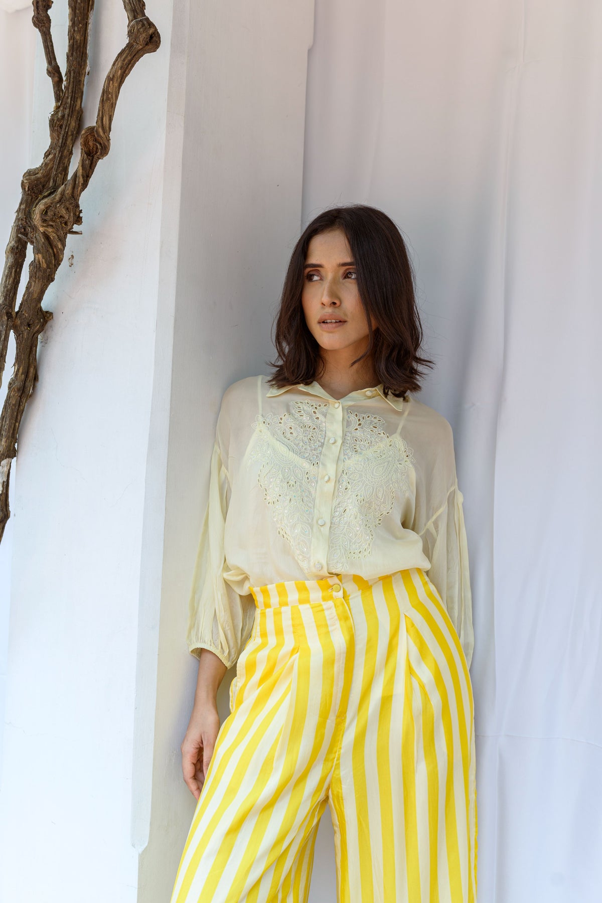 Drop Shoulder Embroidered Shirt