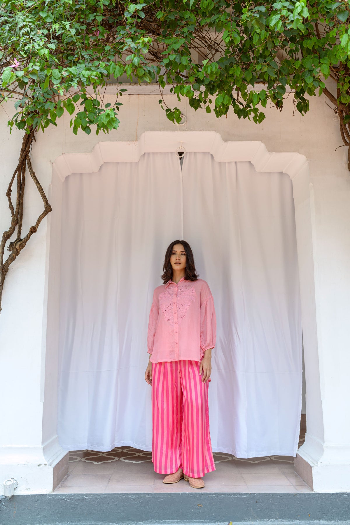 Drop Shoulder Embroidered Shirt