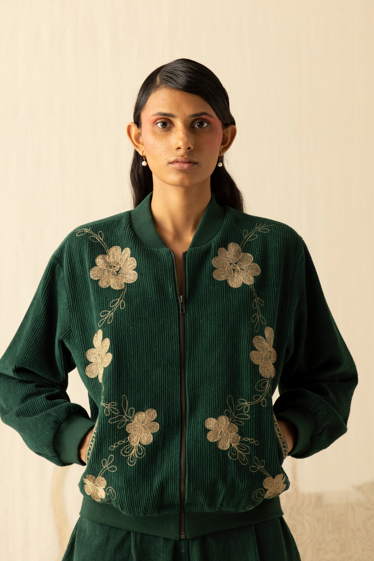 Thick Corduroy Flamingo Bomber