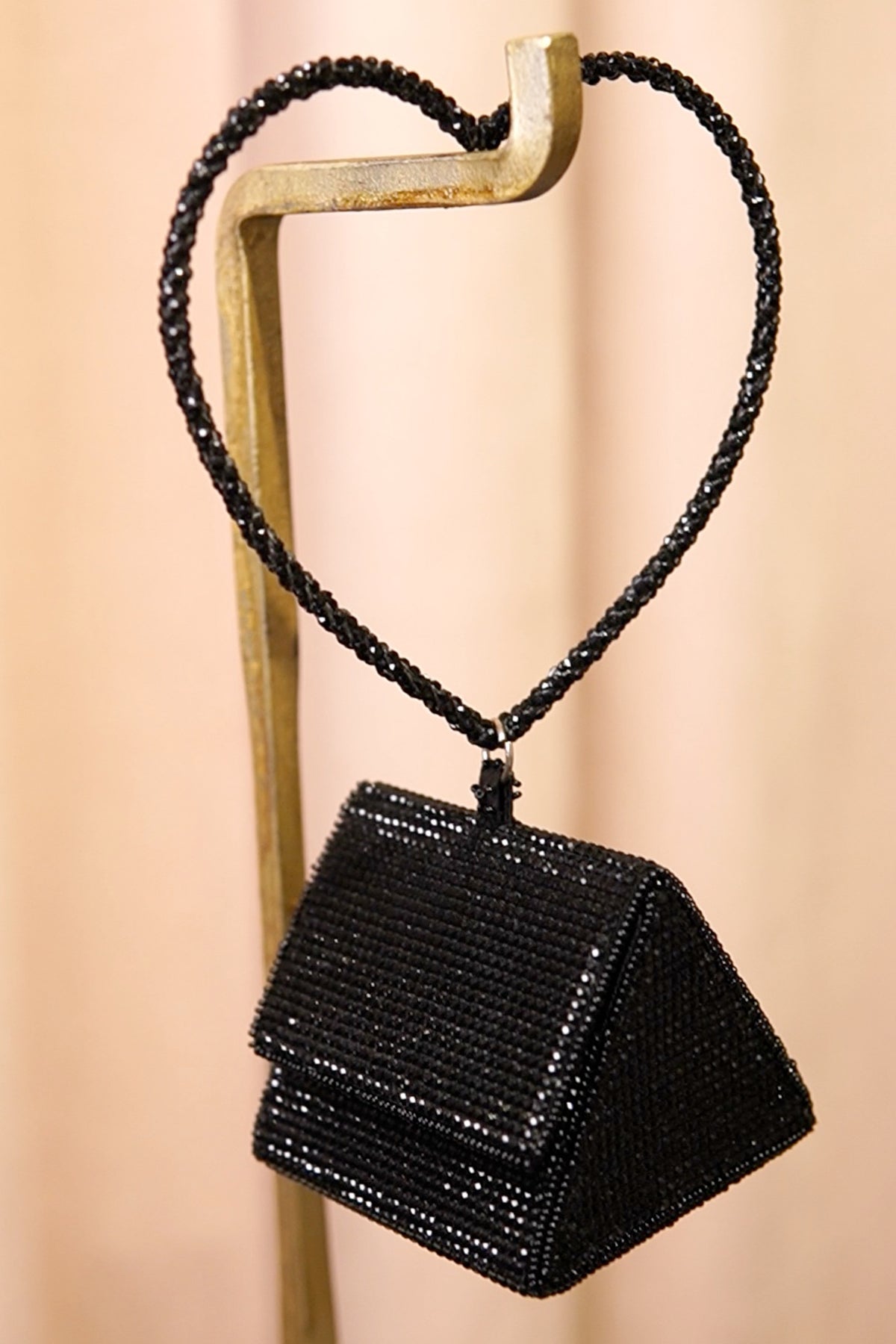 Black Nano Charm Bag With Heart Handle