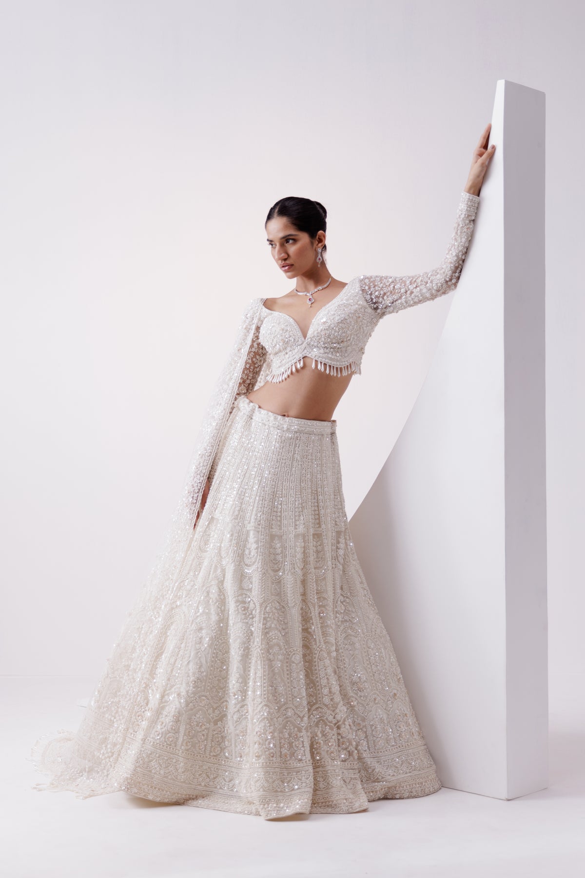 Ivory Pearl Embellished Lehenga