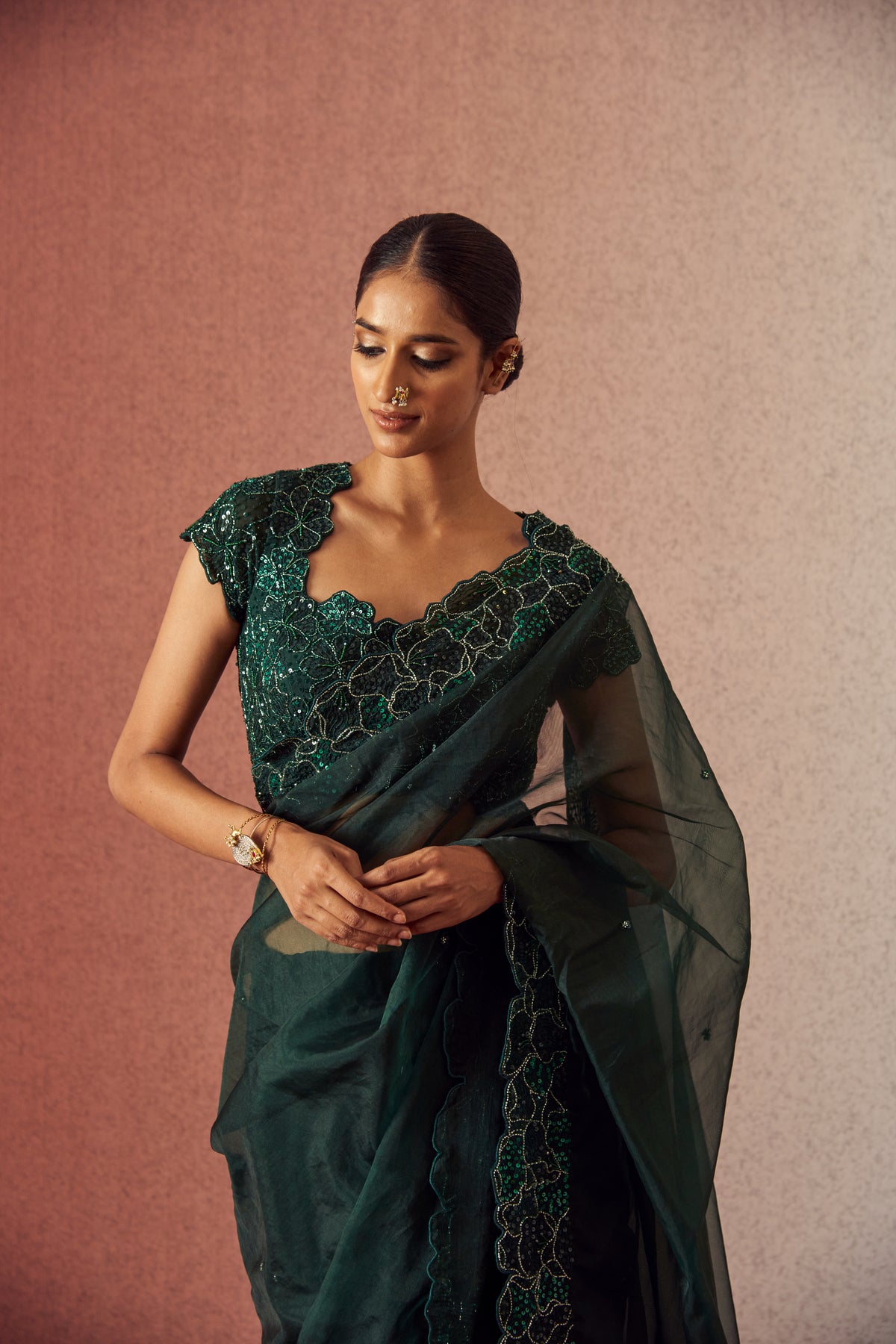 Verdant Veridescent saree set