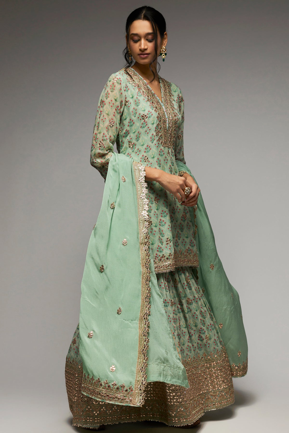 Nusrat Turquoise Sharara Set