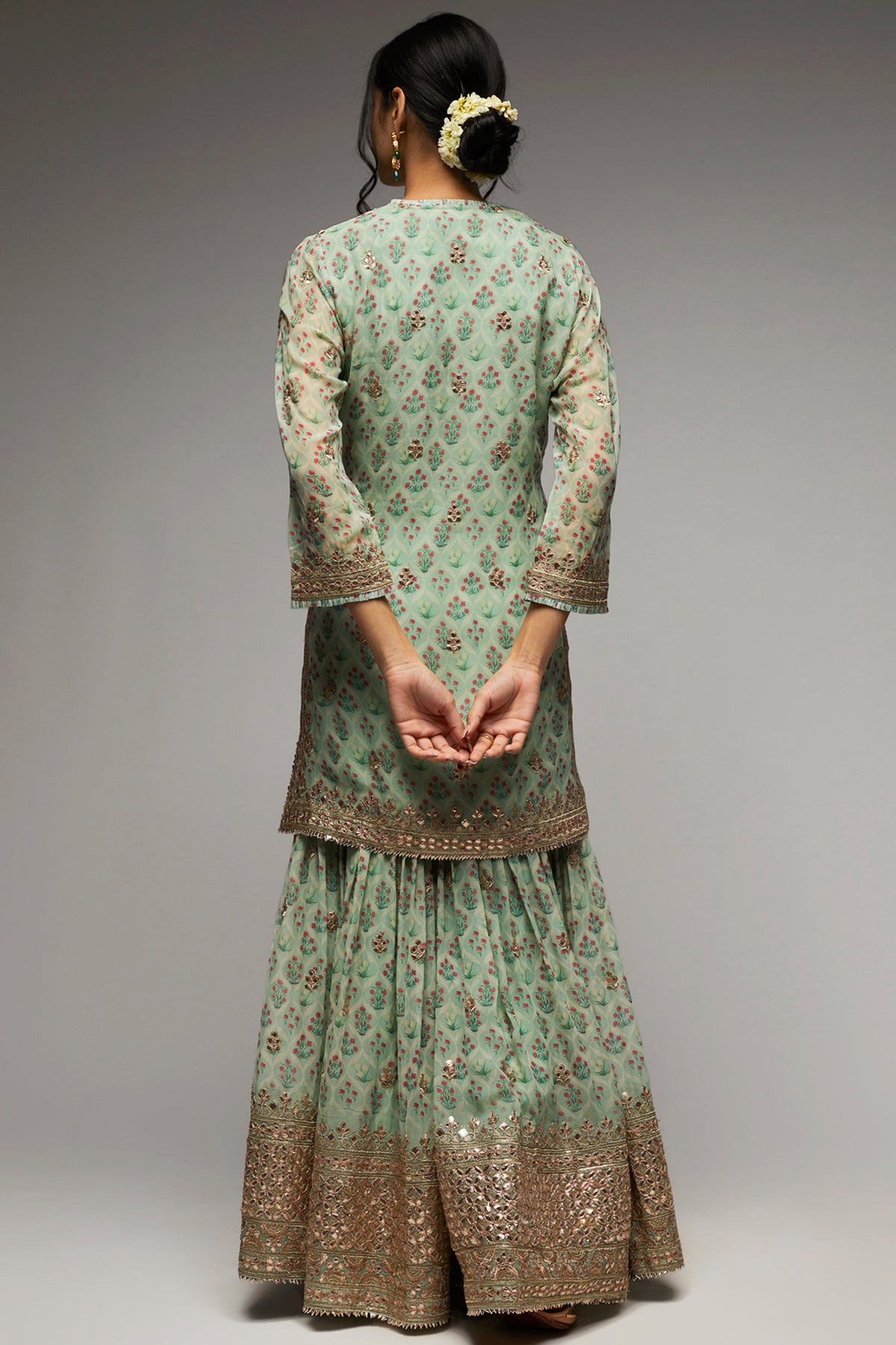 Nusrat Turquoise Sharara Set