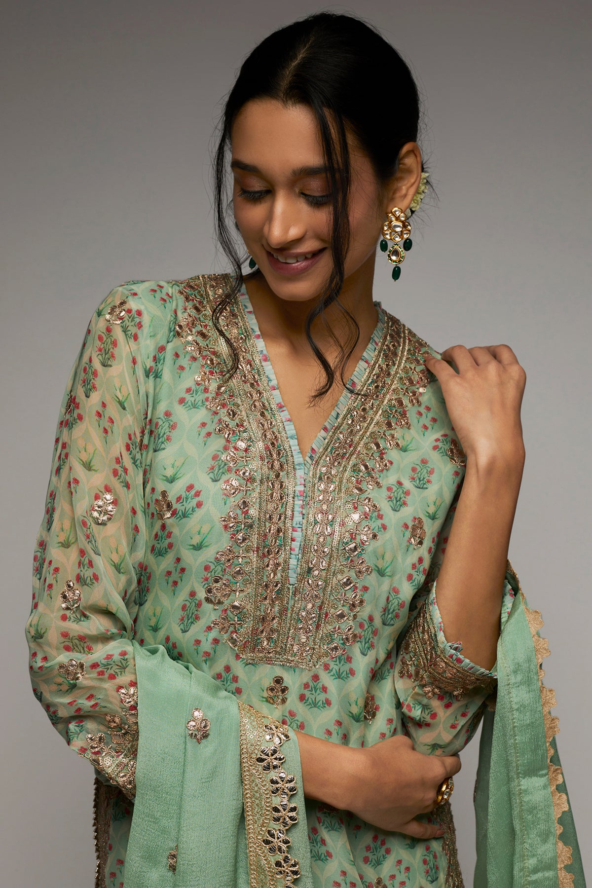 Nusrat Turquoise Sharara Set
