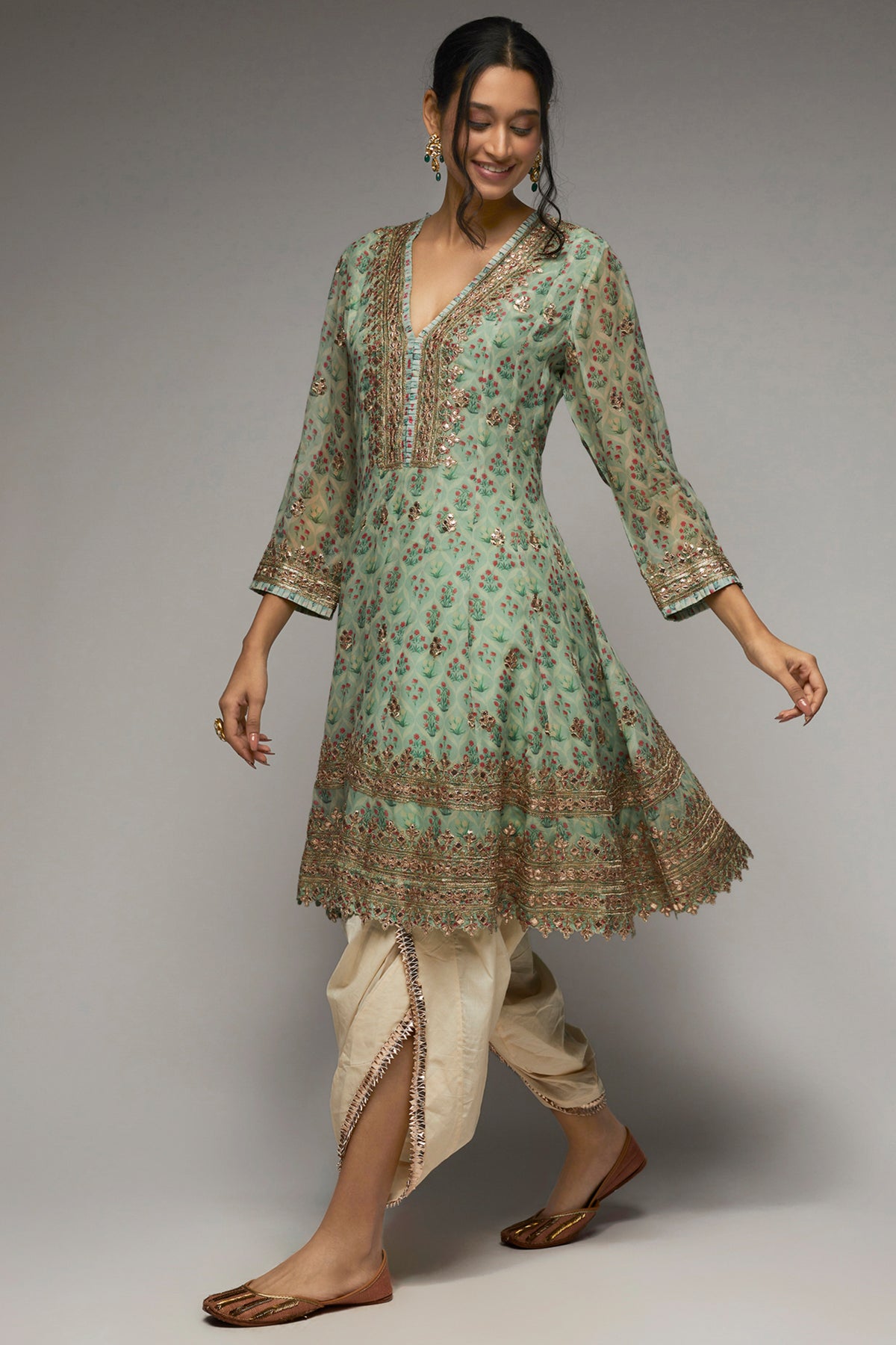 Nusrat Turquoise Dhoti Set