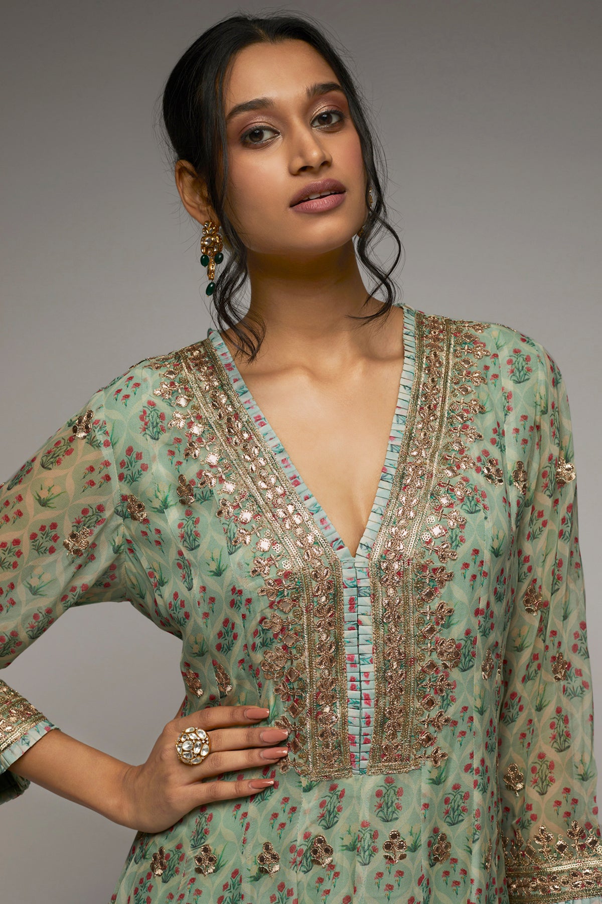 Nusrat Turquoise Dhoti Set