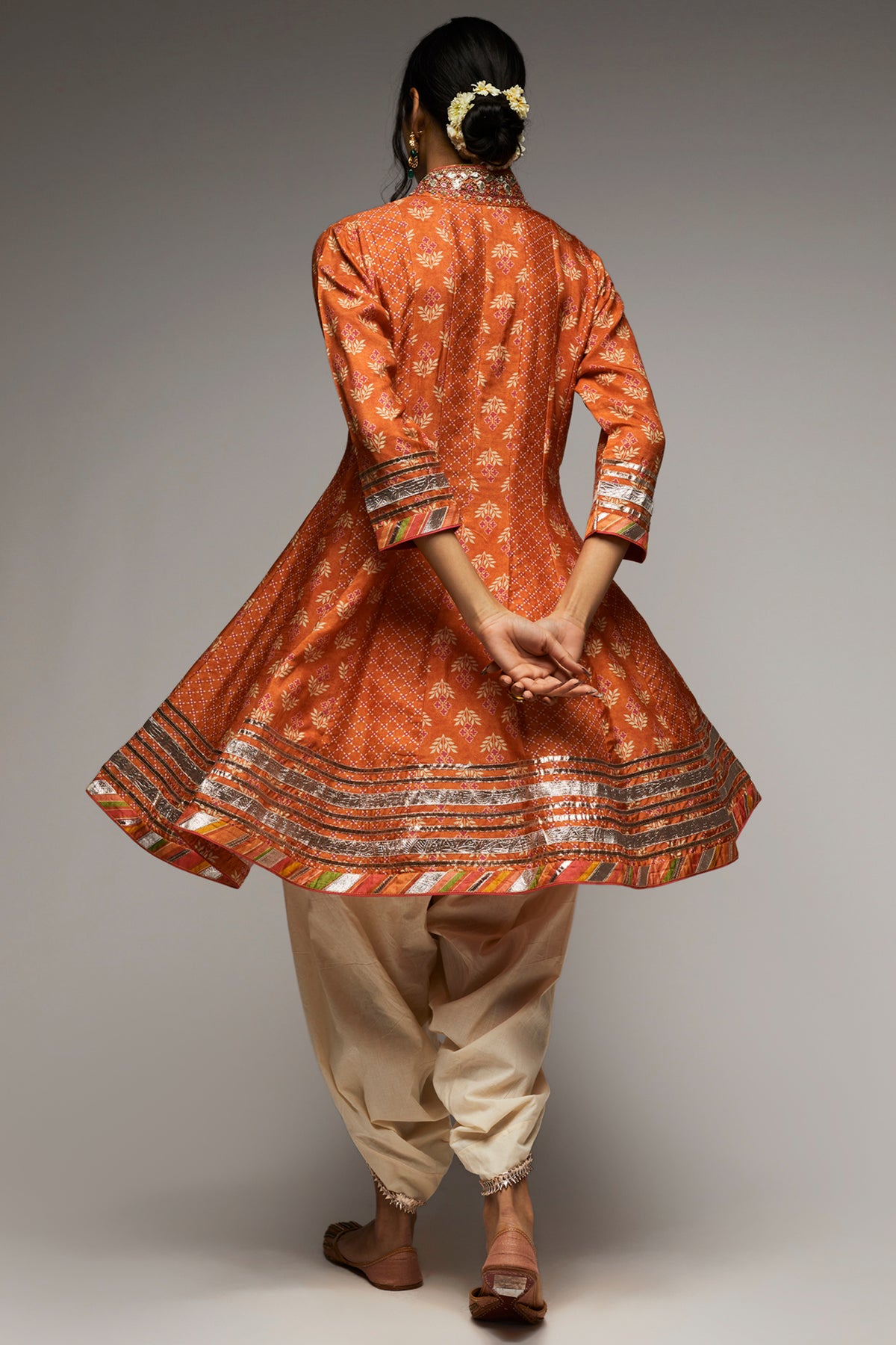 Tilla Orange Dhoti Set