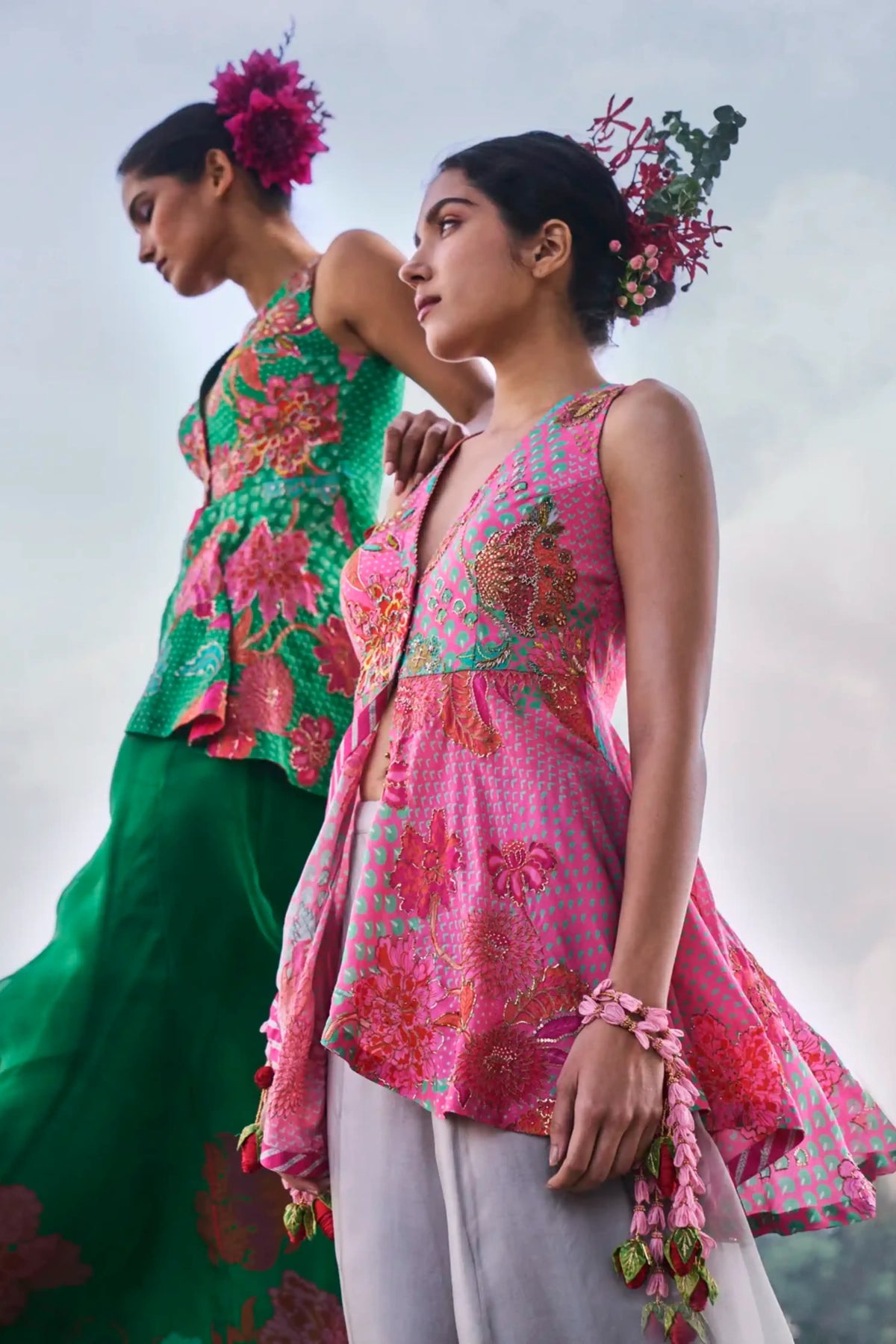 Gul Pink Peplum Sharara Set