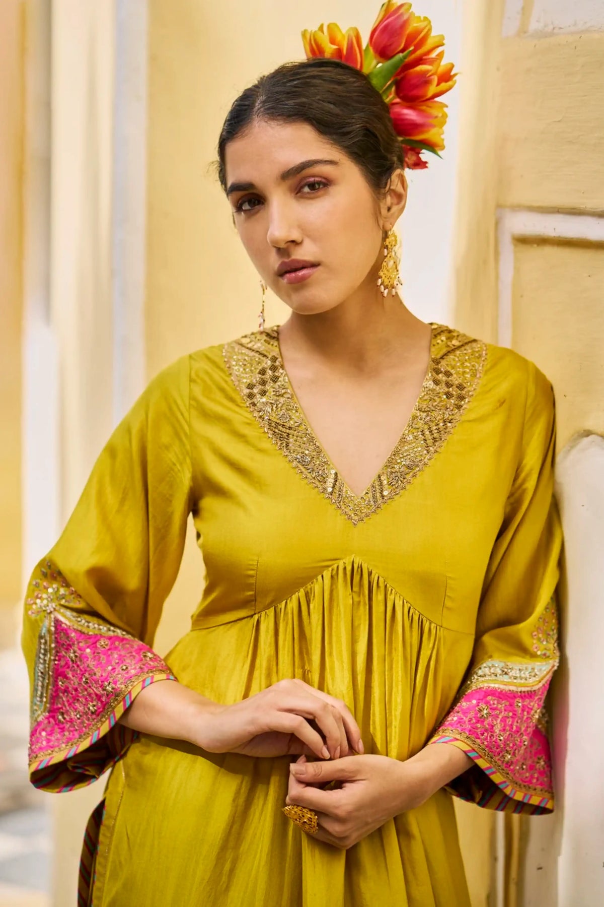 Gul Lime Yellow Kurta Set