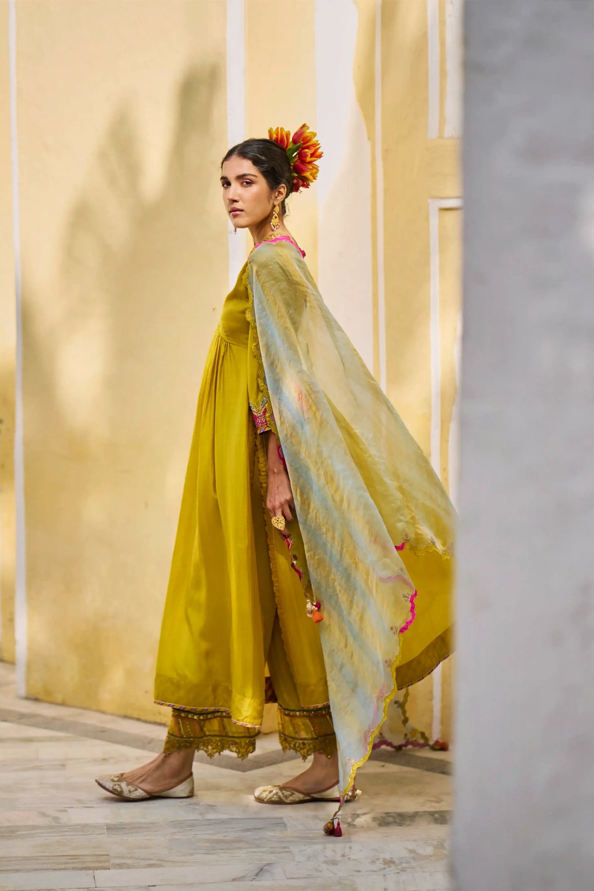Gul Lime Yellow Kurta Set