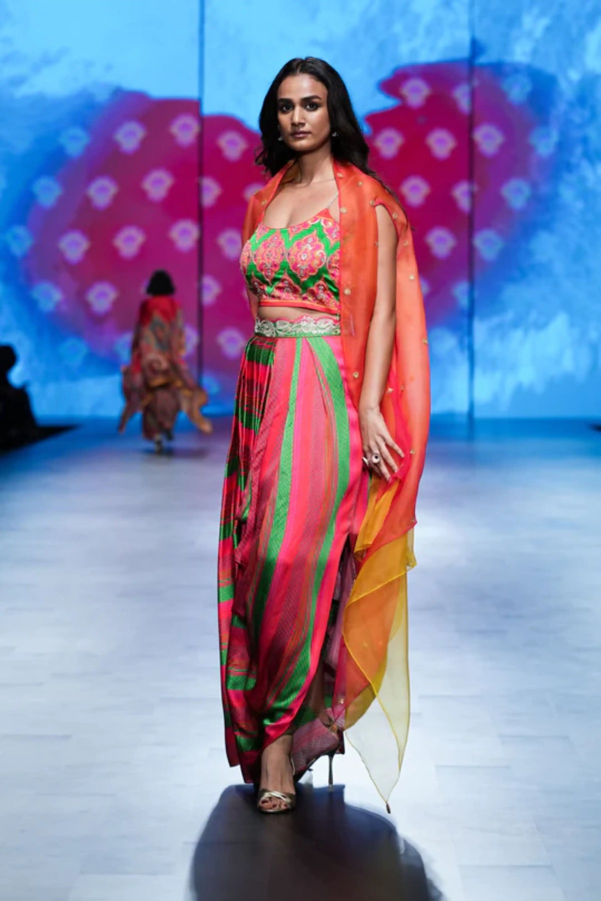 Gulal Siya Organza Cape Set