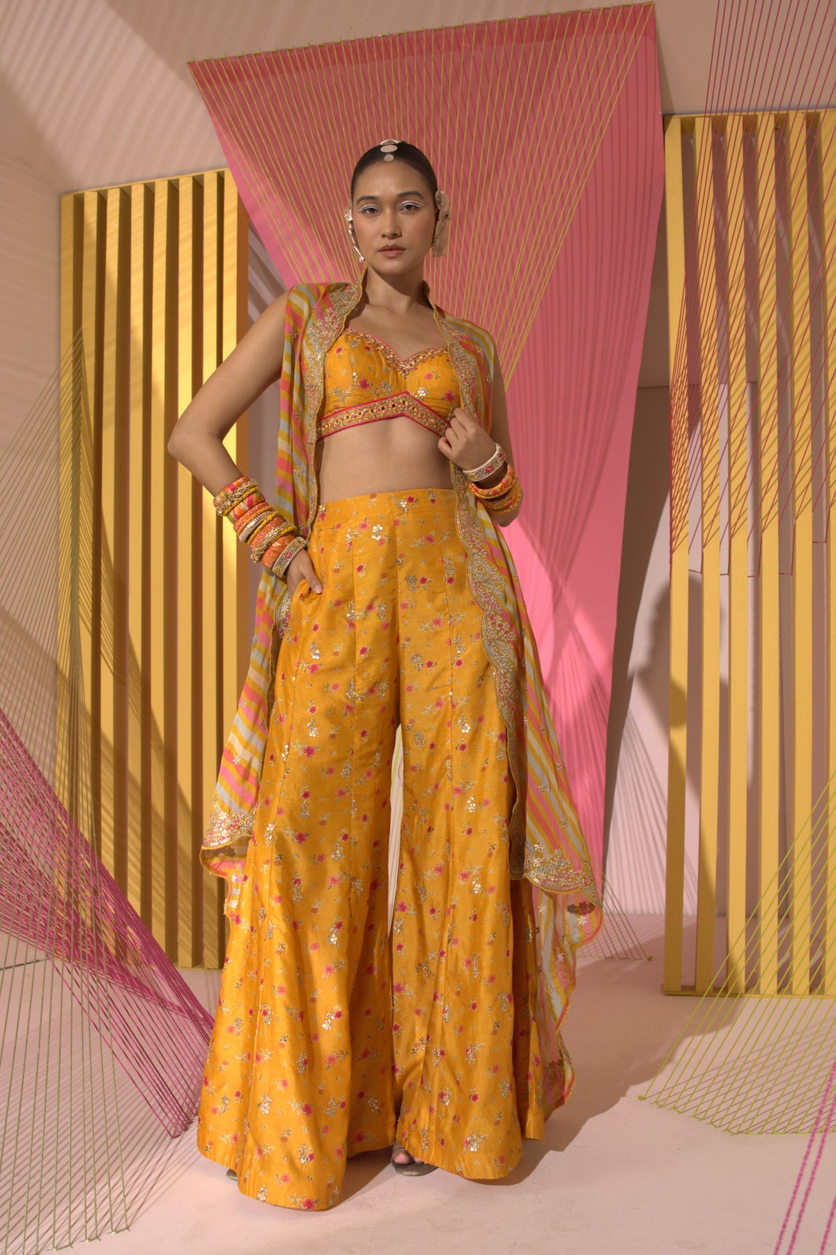 Rashida Panel Pant Bustier And Cape