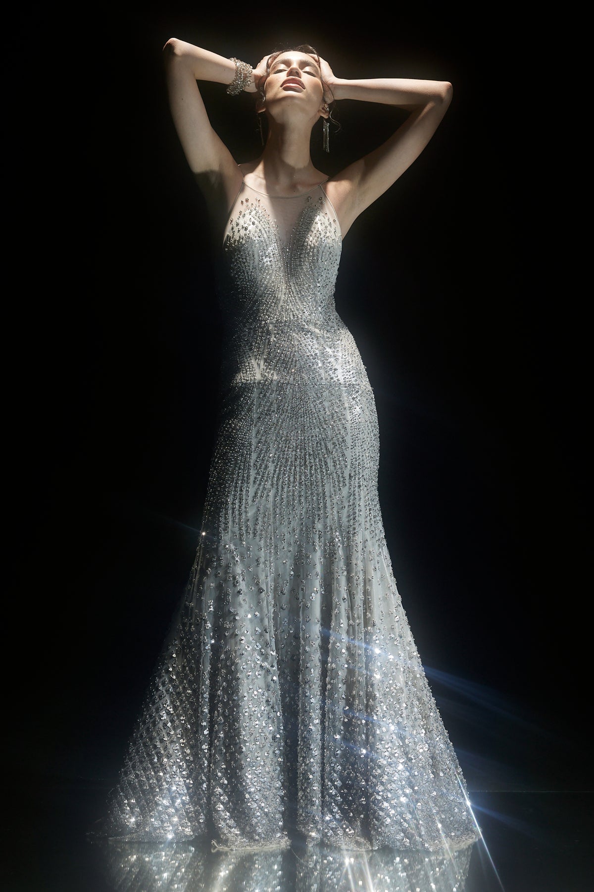 Heavily Embellished Fish Cut Gown