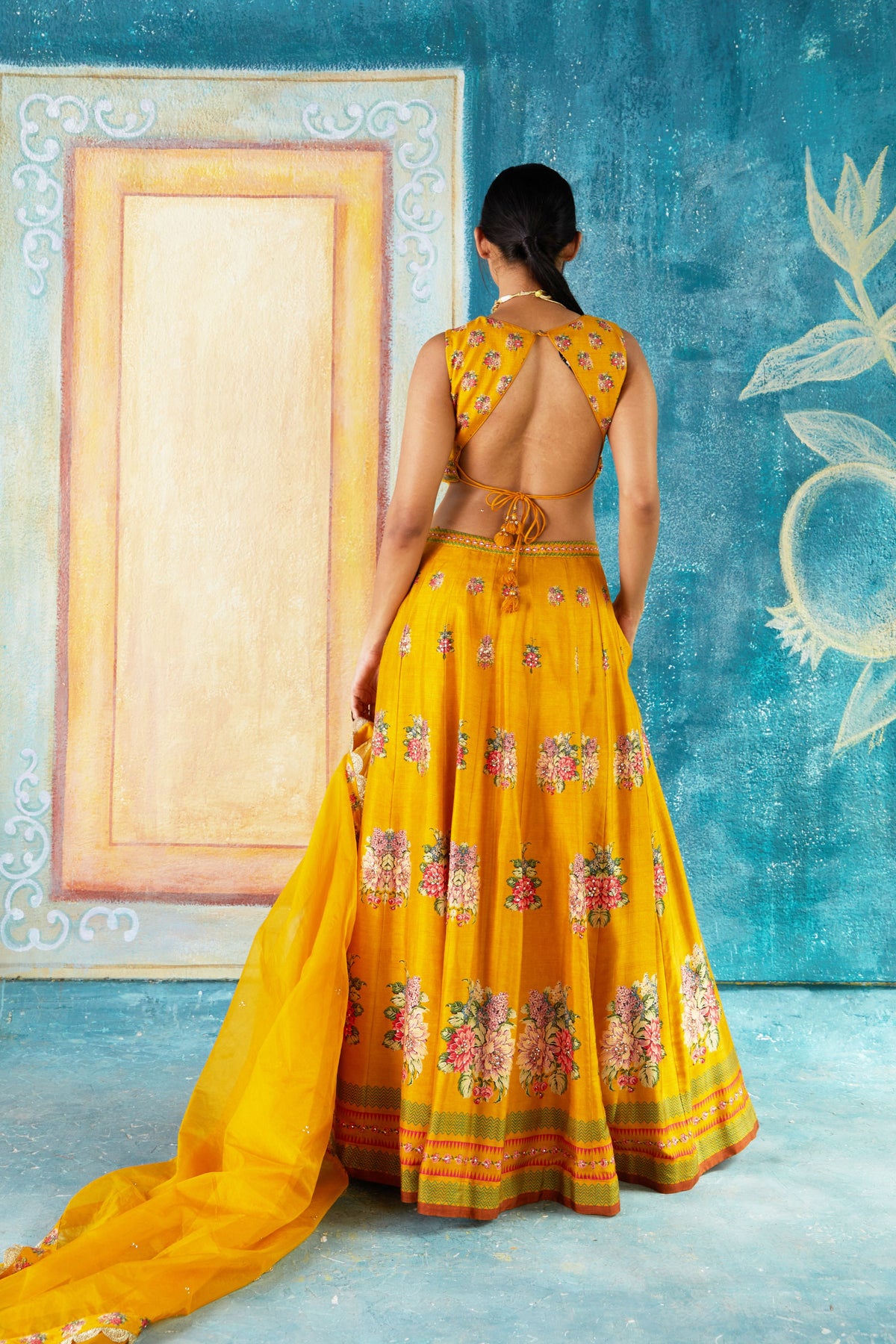 Mustard printed lehenga set