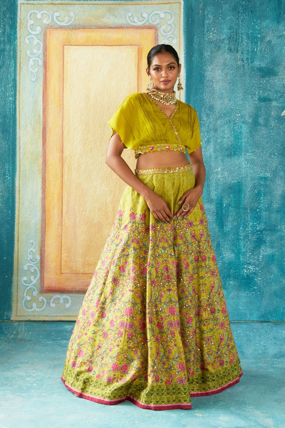 Mehendi printed lehenga set