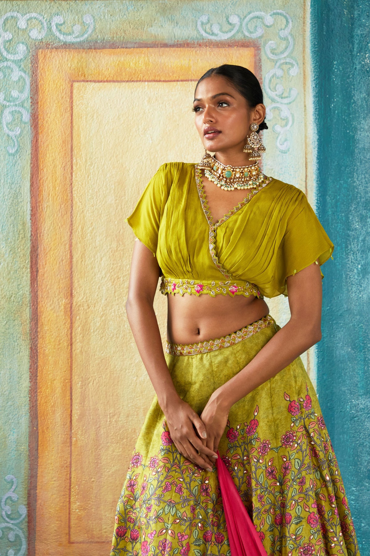 Mehendi printed lehenga set