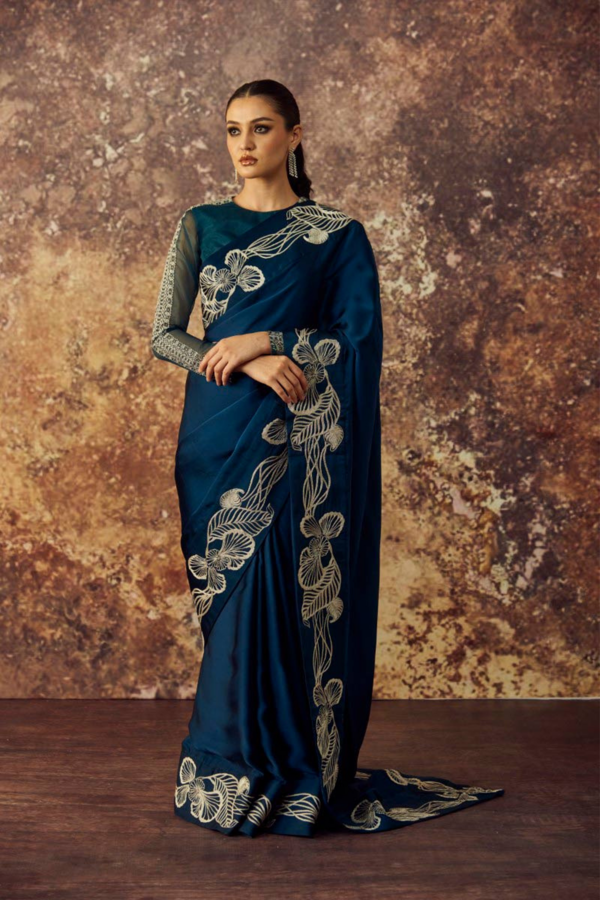 Blue Soft Silk Saree Set
