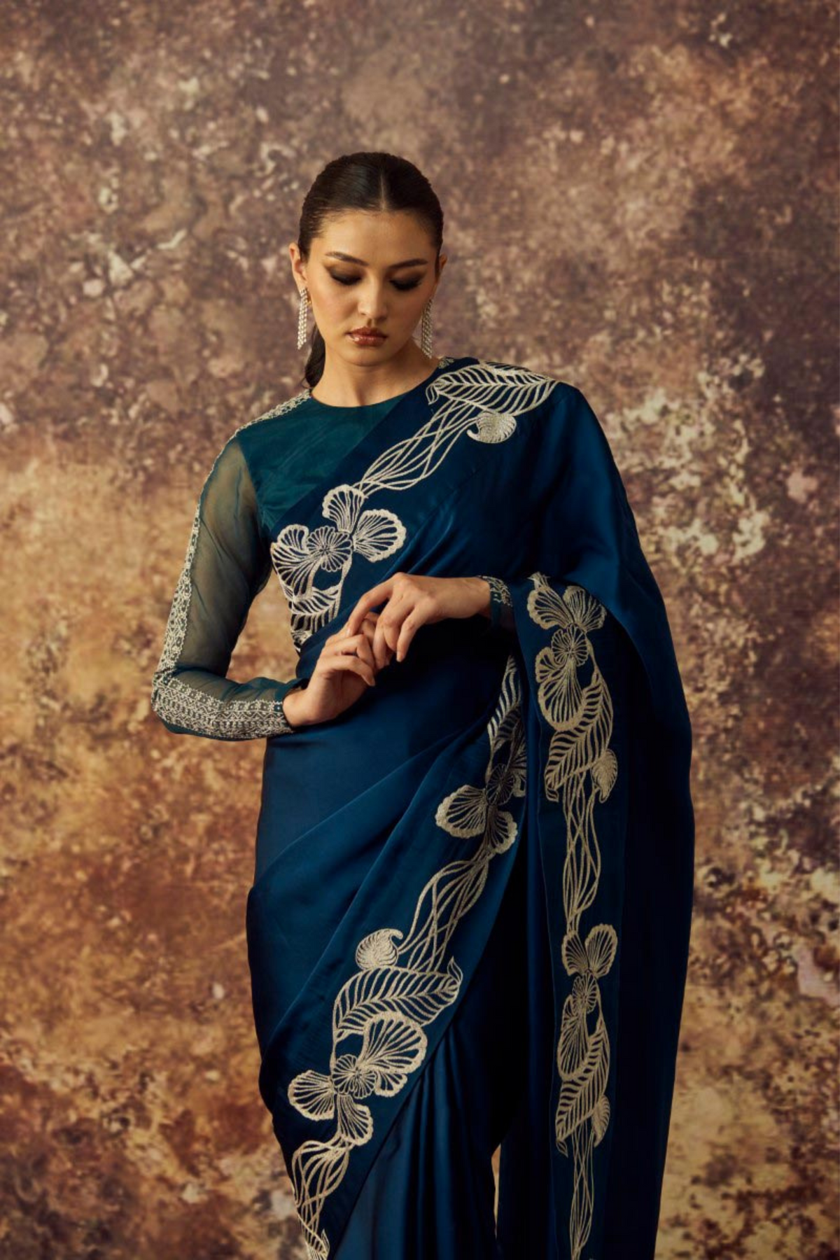 Blue Soft Silk Saree Set