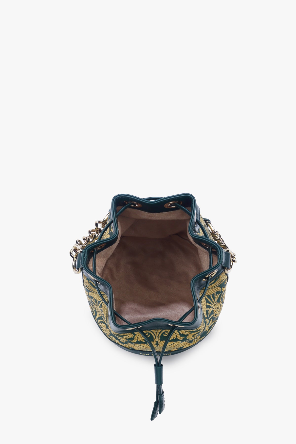 Forrest Green Brocade Bucket Bag