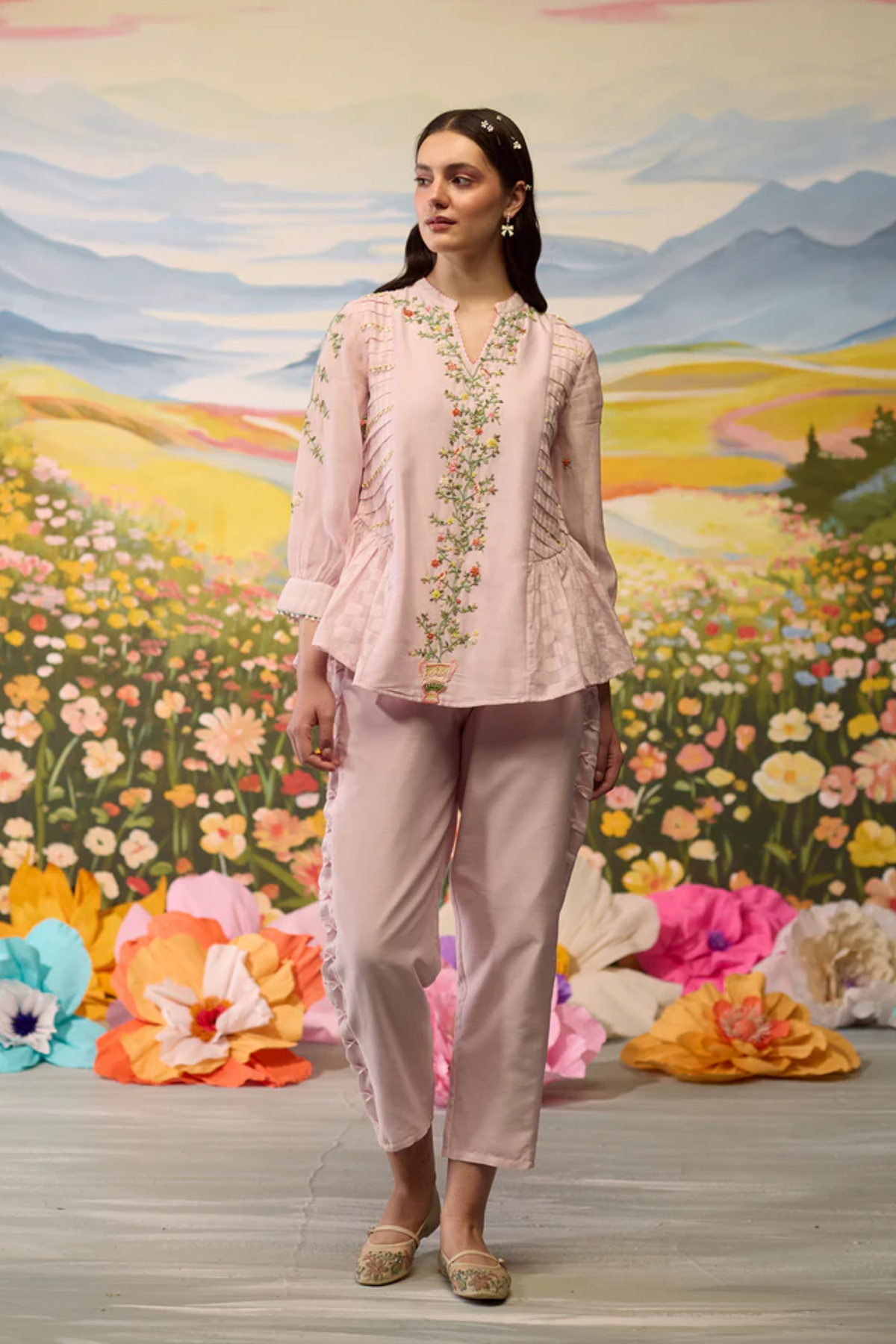 Lavender Embroidered Top