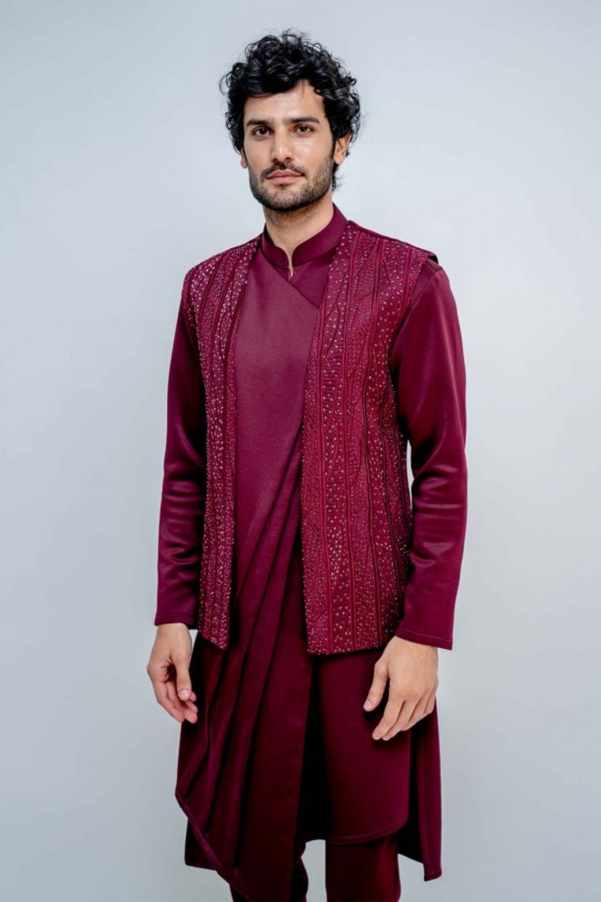Plum midnight jacket with kurta