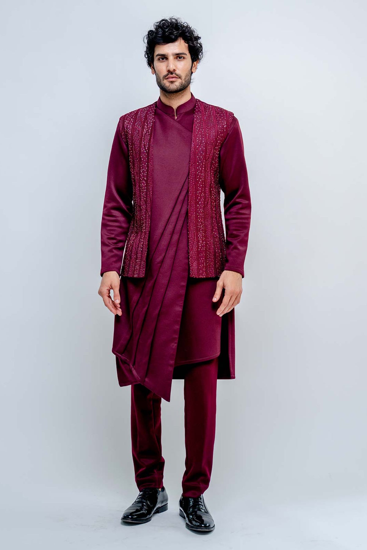 Plum midnight jacket with kurta