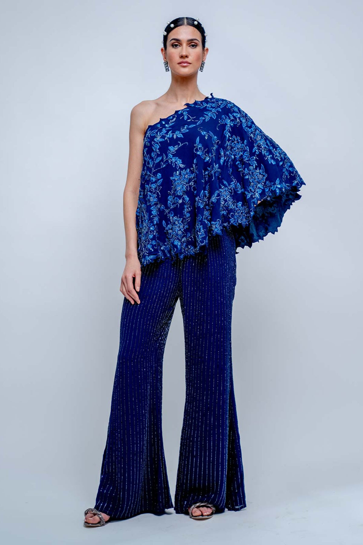 Sapphire one shoulder top set
