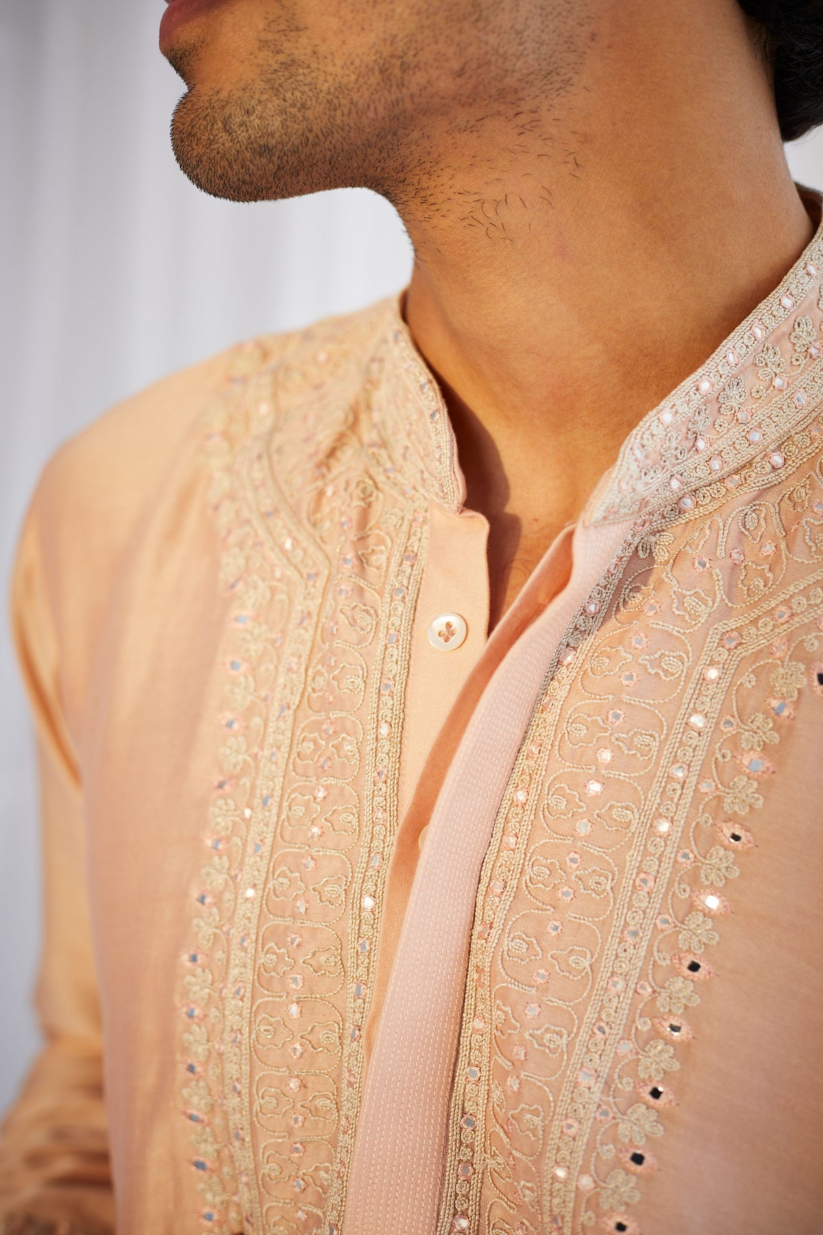 Peach Mirror Mens Kurta Set
