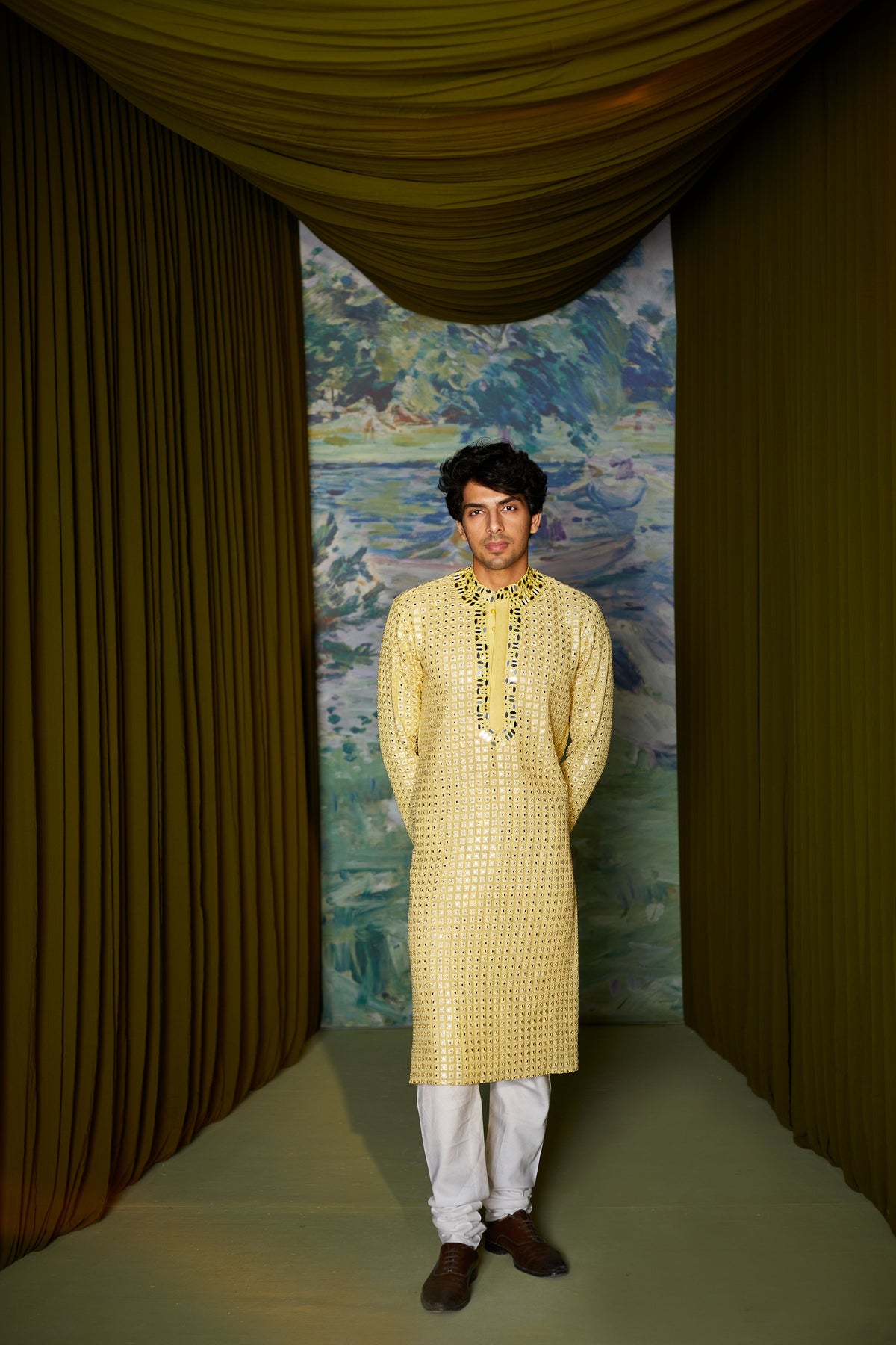 Yellow Mirrorwork Kurta Set