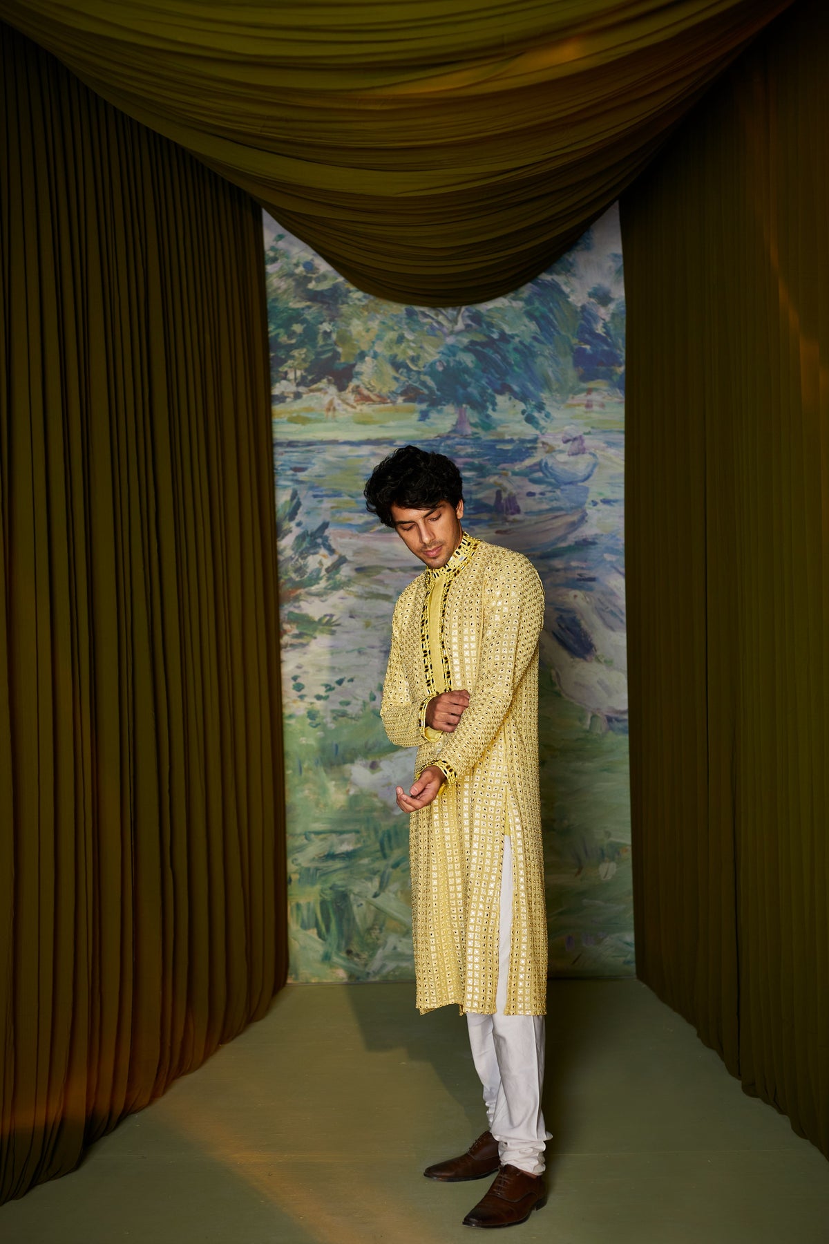 Yellow Mirrorwork Kurta Set