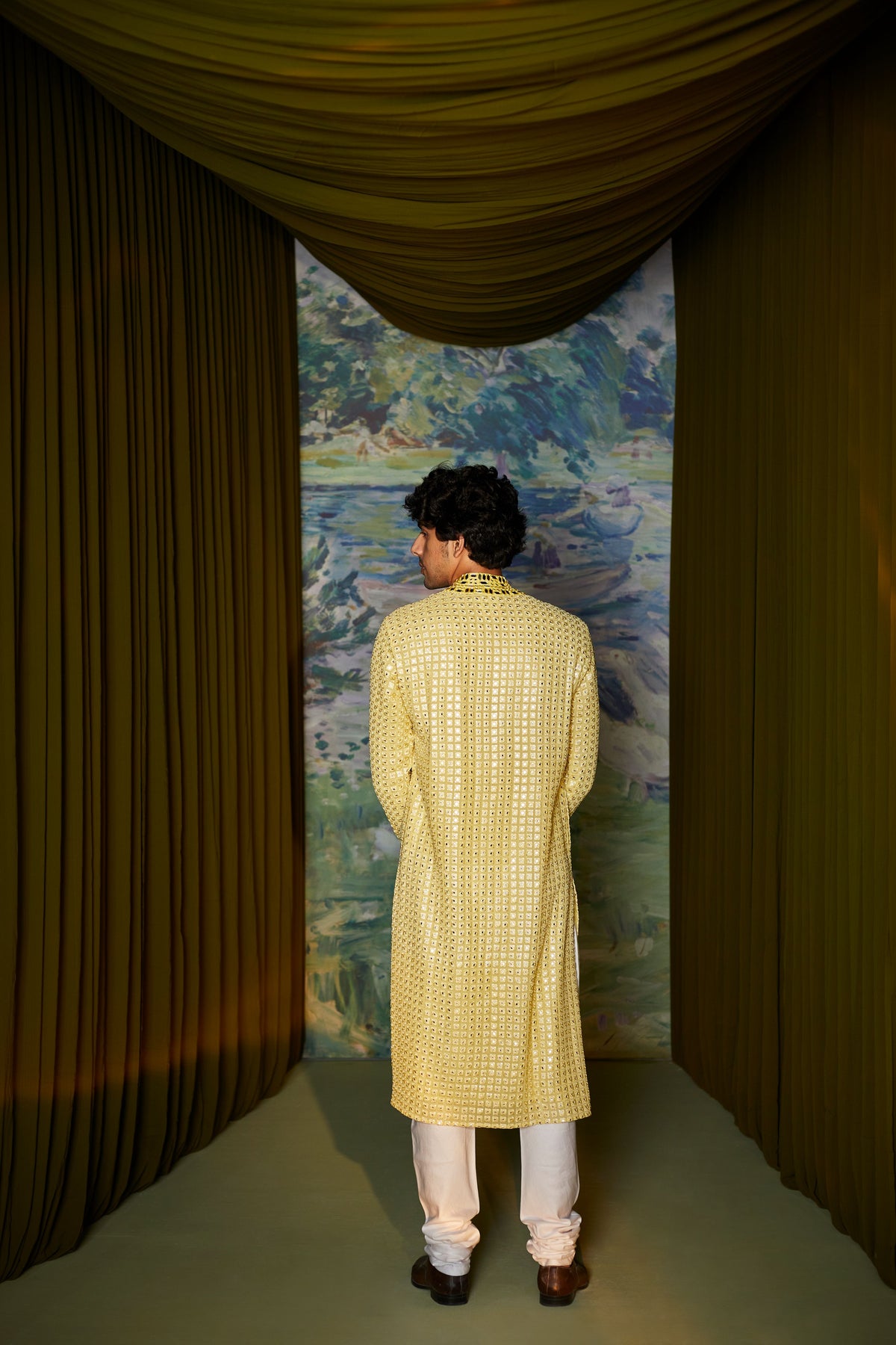 Yellow Mirrorwork Kurta Set
